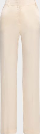 Alberta Ferretti Satin Straight-Leg Trousers