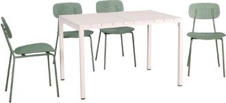 DRAWER Conjunto de mesa y 4 sillas de metal - Verde