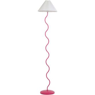 Beliani Beliani - Metal Floor Standing Lamp Light Plastic Pleated Lamp Shade Pink and White Jikawo