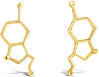 Generic Women Jewelry Minimalist Chemical Structure Molecule Stud Earrings Gold Color Practical Design