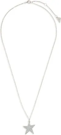 Sterling Forever Pav&eacute; Cubic Zirconia Star Pendant Necklace in Silver at Nordstrom