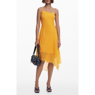 Desigual One-Shoulder Asymmetric Dress in Orange at Nordstrom, Size X-Large