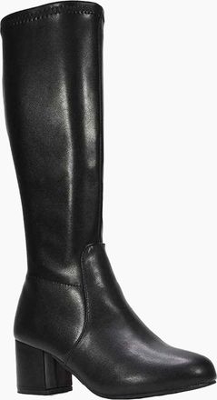 XY London Womens XY London Womens/Ladies Masie Knee-High Low Mid Block Heel Boots - Black - Size: 3
