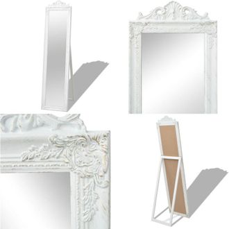 vidaXL Specchio Autoportante Stile Barocco 160x40 cm Bianco - Specchio Autoportante - Specchio in Legno