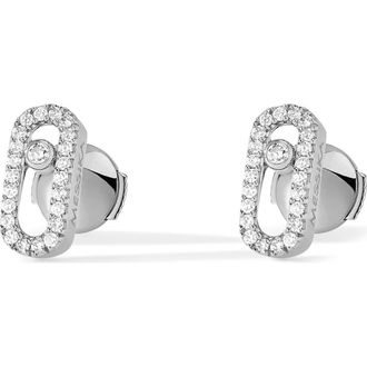 Messika Move Uno Pav&eacute; Diamond Stud Earrings in White Gold at Nordstrom