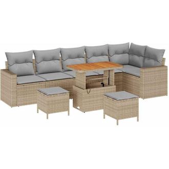 vidaXL Garden Sofa Set 11 pcs Beige and Light Grey Poly Rattan vidaXL