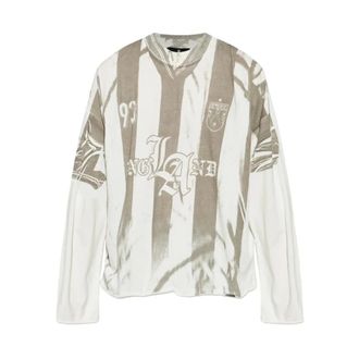 Represent Sportswear, male, White, Size: M Printed LS Football Top