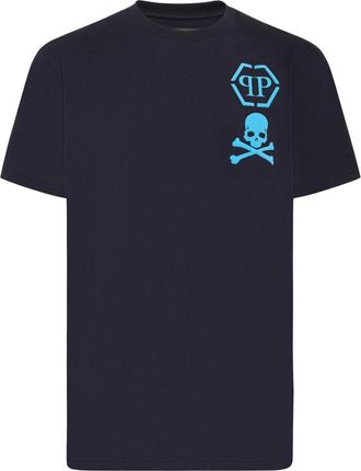 Philipp Plein T-Shirt V-Neck Skull&Bones - Heren - T-shirts - Blauw - 3XL - Katoen - Tops