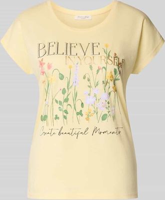 Christian Berg T-Shirt mit Motiv-Print in Pastellgelb, Gr&ouml;&szlig;e XXL