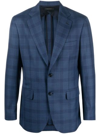Brioni plaid notched-lapels blazer - Blue