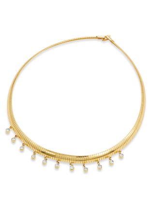 Savvy Cie Jewels OMEGA STYLE NECKLACE WITH ROUND WHITE CZ FRINGE