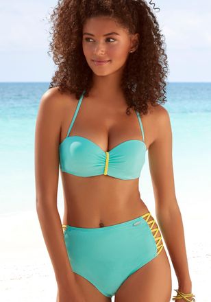 Venice Beach Highwaist-Bikini-Hose VENICE BEACH Anna, Damen, Gr. 34, N-Gr, gr&uuml;n (mint), Microfaser, Polyamid, kontrastfarbene Details, unifarben, Badehosen Highwai