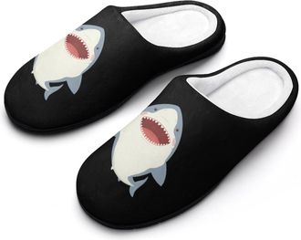 Generic Animated Shark Mens Cozy Cotton Slippers with Memory Foam Lightweight Anti-skid House Shoes for Indoor Outdoor