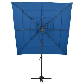 Berkfield Home 4-Tier Parasol with Aluminium Pole Azure Blue 250x250 cm