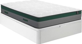 Vente-Unique Cama 140 x 190 cm - Somier con arc&oacute;n blanco + colch&oacute;n de muelles ensacados - PRESTIGE de YSMEE