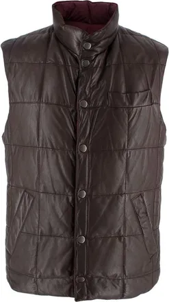 Brunello Cucinelli Brown And Burgundy Reversible Gilet Size L