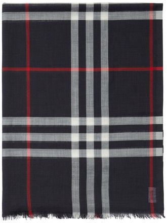 Burberry Geruite sjaal van wol-zijde - Zwart