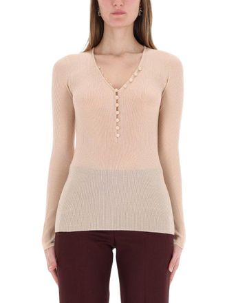 Chlo&eacute; Ribbed Knit With Buttons