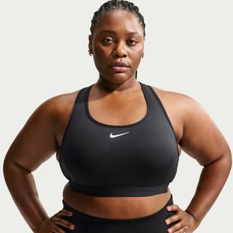 Nike Womens Swoosh Medium Support Padded Sports Bra (Plus Size) in Black | DX6823-010