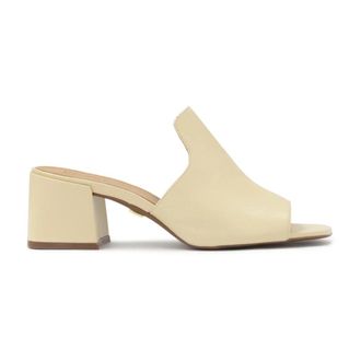 Kazar Leren muilen met een brede hak - Dames - Muiltjes - Beige - 37 EU - Leer - Schoenen