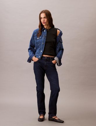 Calvin Klein Jeans Skinny-fit-Jeans CALVIN KLEIN JEANS MID RISE SLIM, Damen, Gr. 34, L&auml;nge 32, blau (blau orbit), Denim/Jeans, Obermaterial: 98% Baumwolle, 2% Elasthan, 