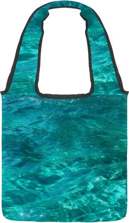 Generic Blue Water Reversible Canvas Shoulder Tote - Double-Sided Print, 12oz Cotton, 27cm Drop, Fold-Flat Bag for Travel, Shopping, Street Outings