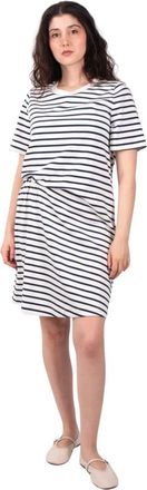 Max Mara Blauw Gestreepte Jersey Jurk Pireo - Dames - Korte kleedjes - Veelkleurig - XS - Kleedjes