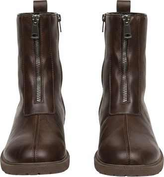 Generic Waterproof Boots Women Leather Zipper Combat Boots Stylish Lightweight Outdoor Ladies Non Slip Mid Calf Boot Low Heel Walking Ankle Booties