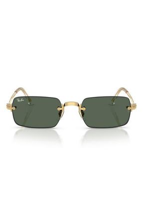 Ray-Ban 54mm Polarized Rectangular Sunglasses in Arista /Dark Green at Nordstrom
