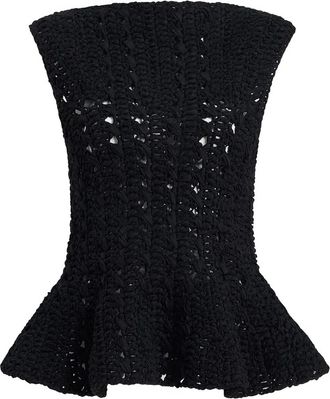 Khaite Yuka crochet peplum top - Black