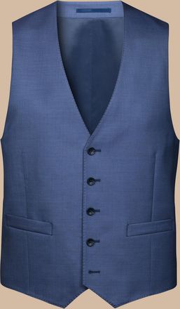 CHARLES TYRWHITT Ultimate Performance Sharkskin Suit Waistcoat - Indigo Blue Size w38 by Charles Tyrwhitt