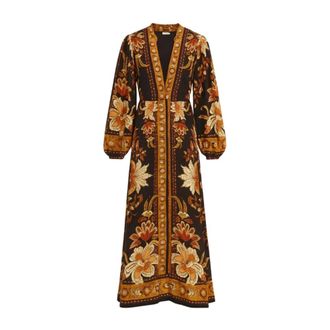 Farm Rio FARM Rio, Maxi Dresses, female, Black, Size: M Maxi Dress Majestic Garden