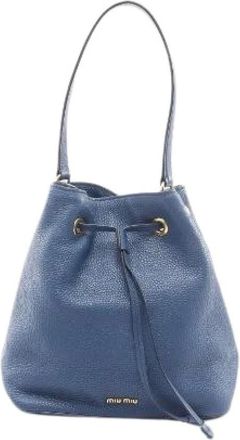 Miu Miu Pre-owned Bucket Bags, female, Blue, Size: ONE SIZE Pre-owned Leather Shoulder Bag