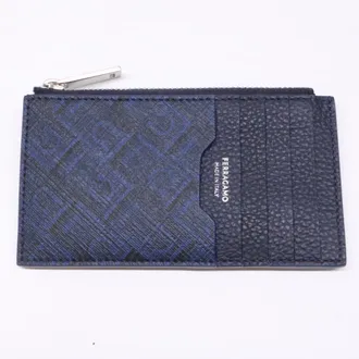 Ferragamo Navy Leather Coin Purse/Coin Case (Pre-Owned)