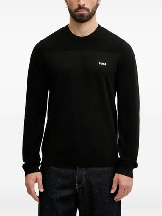 BOSS logo-print textured sweater - men - Polyester/Virgin Wool/Polyamide/Elastane - S - Black