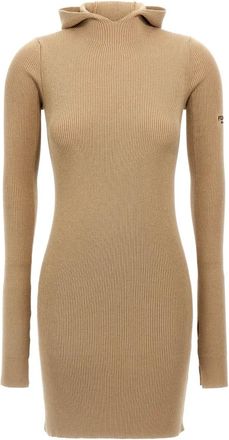Fendi Kleedjes, Dames, Beige, S, Wol, Jurk met capuchon
