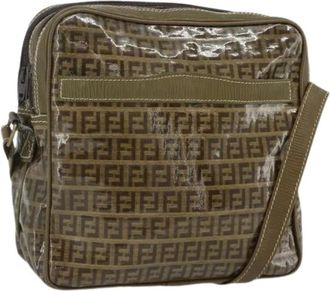 Fendi Pre-owned Cross Body Bags, female, Brown, Size: ONE SIZE Pre-owned Vintage Zucchino Canvas Shoulder Bag