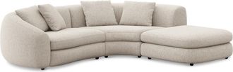 Castlery Fable Single Arm Sectional Sofa Right Facing Customized, Performance Classic Twill Light Grey, Ultra Deep Seats, Spill Resistant, Castlery