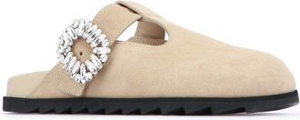 Roger Vivier Womens Slidy Viv Mule Beige Leather