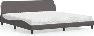 vidaXL Vidaxl - Cama Con Colch&oacute;n Cuero Sint&eacute;tico Gris 200x200 Cm
