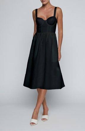 L'agence Tiani Bustier Midi Dress in Black at Nordstrom, Size 12
