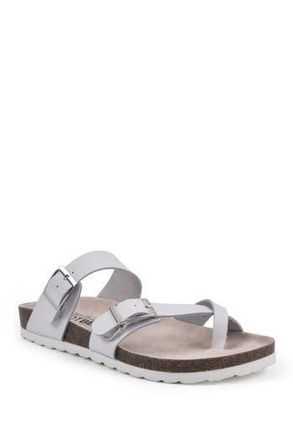 White Mountain Gracie Double Buckle Sandal in White/lea W/White Outsole at Nordstrom Rack, Size 10