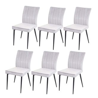 Hhg Lote De 6 Sillas De Comedor Hhg-319, Silla Silla De Cocina, Terciopelo Metal, Gris Claro