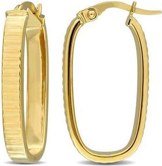 Delmar 10K Yellow Gold Ribbed Oval Hoop Earrings at Nordstrom Rack