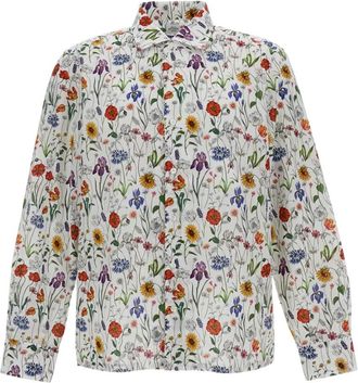 Junya Watanabe Casual Shirts, male, Multicolor, Size: L Floral-Printed Buttoned Shirt