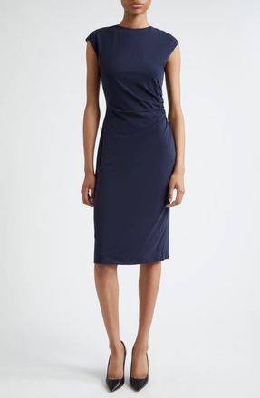 Emporio Armani Ruched Sheath Dress in Solid Blue Navy at Nordstrom, Size 12 Us