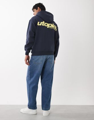 Cotton On Felpa con cappuccio squadrata blu navy puro