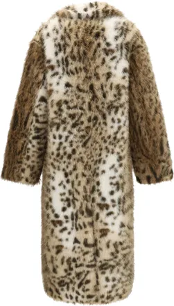 Sword 6.6.44 Womens Leopard Print Faux Fur Coat Polyester