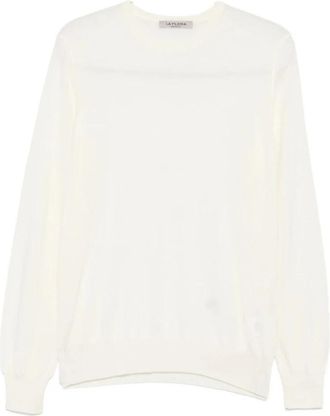 La Fileria Elegant Crew Neck Sweater - Heren - Ronde hals truien - Wit - XL - Truien & Vesten