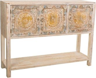 Wanderlust Deco Aparador de madera tallada marrón 120x35x90